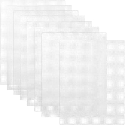 Caydo 2 Pieces 7 Count Plastic Mesh Canvas Sheets for Embroidery, Acrylic Yarn Crafting, Knit Crochet Projects and Make Aquarium Dividers (10.5 X 13.5 Inch)