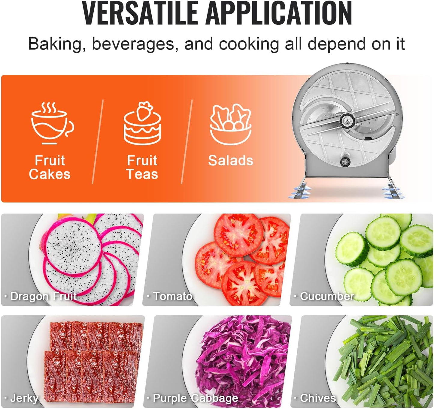 VEVOR Electric Vegetable Slicer, 0-0.5"/0-12mm Thickness Adjustable Commercial Slicer Machine, Convertible to Manual, Stainless Steel Food Cutter Slicing Machine, for Potato, Lemon, Tomato, Apple