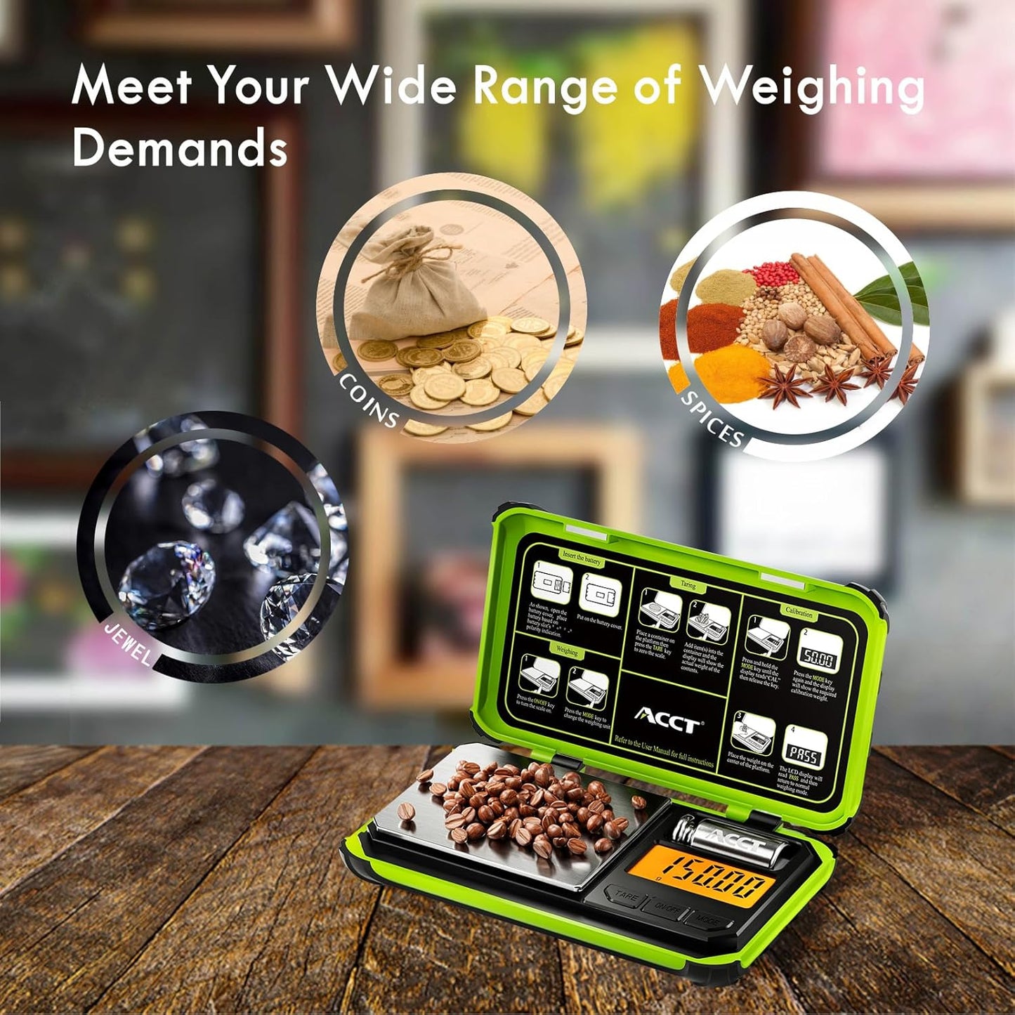 Precision Pocket Scale, 200gx0.01g Jewelry gram Scale, Digital Food Scale with LCD Display, one-Click Conversion 6 Units, Mini Scale for Kitchen/Powder/Coffee/Coins(Battery Included)