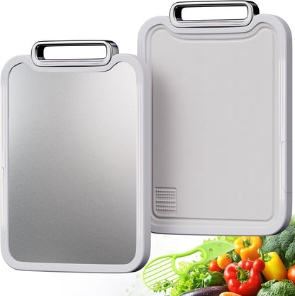 Titanium Cutting Board, 2-in-1 Titanium Alloy And Wheat Straw PP Chopping Board with Avocado Slicer, Food Grade Cutting Board with Handle for Kitchen, RV, Camping(16x11 Inches, Random Color)