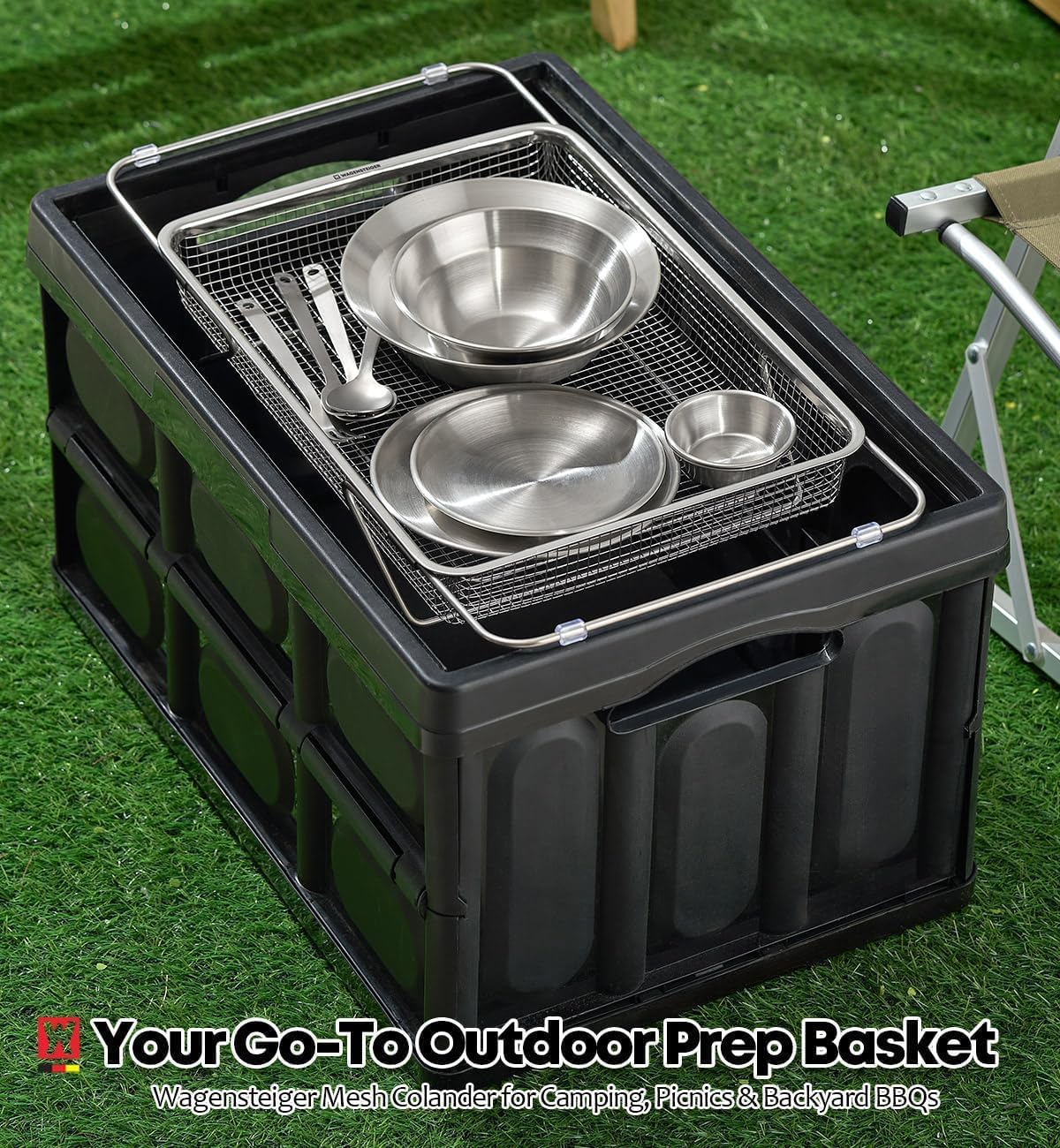 WAGENSTEIGER Extendable Dish Rack with Feet, Vegetable Colander Basket, Stainless Steel Dish or Silverware Drying Rack, Ultimate Kitchen Organizer Over the Sink (12.40 x 5.12 x 2.36 Inches)