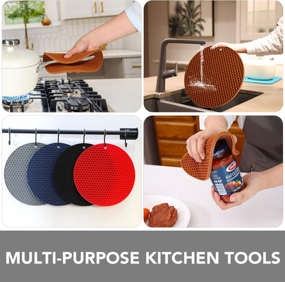 Joyhalo Trivets for Hot Dishes - Hot Pads for Kitchen, Silicone Pot Holders for Hot Pots and Pans, Silicone Mats for Kitchen Countertops, Table, Flexible Easy to Wash and Dry, Grey