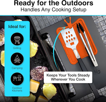 Nottaslip Utensil Prong Pot Spoon Holder - Premium Silicone Spoon Rest - Heat-Resistant to 550°F, BPA-Free, Dishwasher Safe Utensil Pot Clip, Fits Most Pots & Pans - Non-Slip Silicone - 2PK, Black