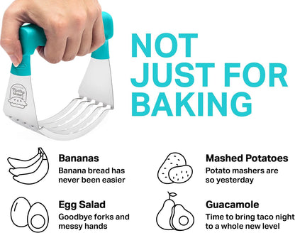 Pastry Cutter Tool - Heavy Duty Stainless Steel Pastry Blender, Comfortable Handle, Dishwasher Safe, Perfect Flaky Pie Crust & Biscuits - Blue