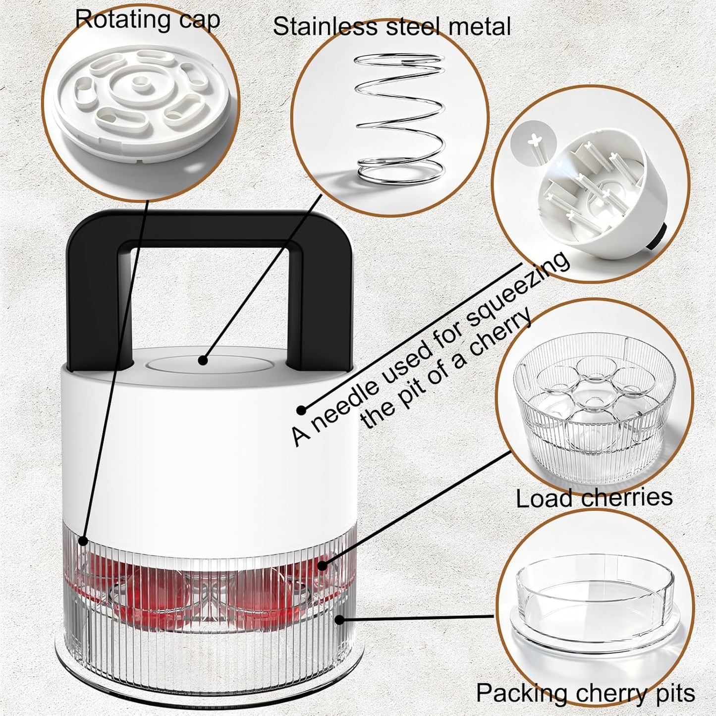 Cherry Pitter Multiple, Cherrys Pitter Corer Tool, Quick Portable Cherry Pitting Tool, Easy to Use for Making Cherry Jam - Pit 7 Cherries at Once, Saving Time & Effort-Dishwasher Safe