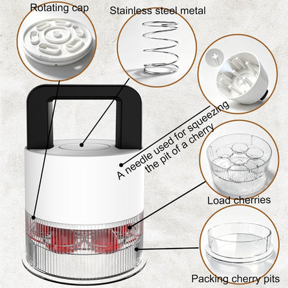 Cherry Pitter Multiple, Cherrys Pitter Corer Tool, Quick Portable Cherry Pitting Tool, Easy to Use for Making Cherry Jam - Pit 7 Cherries at Once, Saving Time & Effort-Dishwasher Safe