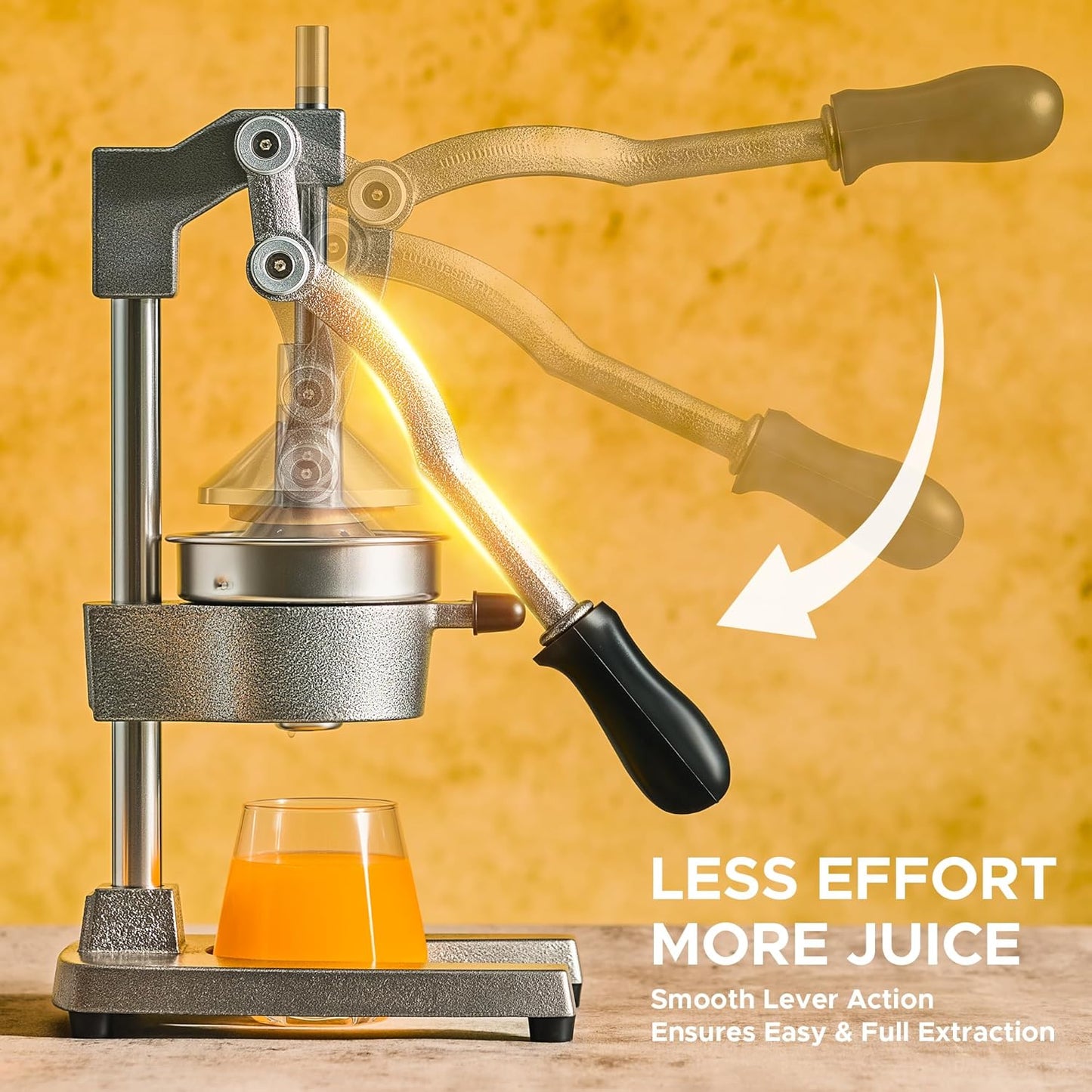 CO-Z Manual Citrus Juicer, Commercial Grade Cast Iron Orange Juicer, Professional Heavy Duty Juice Press with Removable Strainer, Manual Juice Extractor for Orange Lemon Pomegranate Citrus, Black