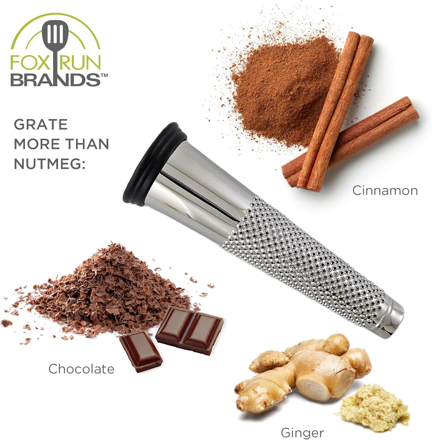 Fox Run Stainless Steel Cone Nutmeg Grater, 5.5" With Storage