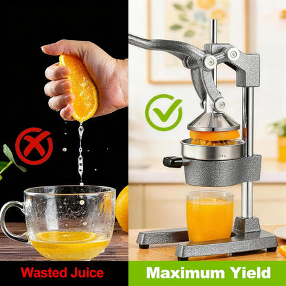 Cast Iron Citrus Juicer - 13.8LB Heavy Duty Manual Orange Press, 304 Stainless Steel Cup & Strainer, Professional Lemon Grapefruit Pomegranate Squeezer for Home Bar Kitchen, Orange