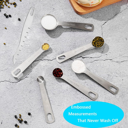 AIKEXIN 20-Piece Measuring Cups and Spoons Set, Nesting Stainless Steel Measuring Cups Spoons with Plastic Measuring Cup for Dry and Liquid Ingredients, Kitchen Cooking & Baking Gadgets