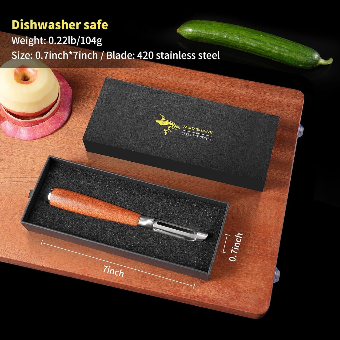 MAD SHARK Vegetable Peeler, Potato Peelers, I-Shaped Ultra Sharp Stainless Steel Blades Peelers, Orange Peeler for Kitchen, Veggie, Fruit, Garlic, Carrot, Apple Peeling