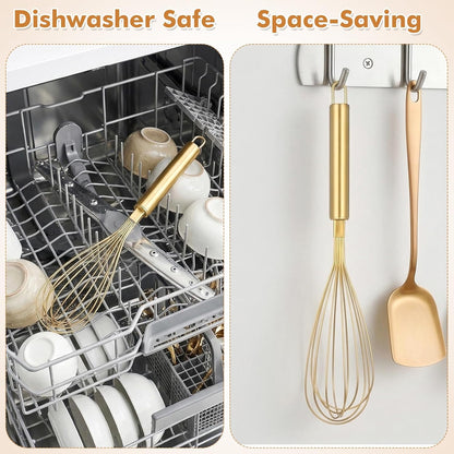 MAGICLULU Stainless Steel Whisk, 13 Inch Gold Wire Egg Beater, Thicken Wire Hand Mixer for Whisking Blending Baking Cooking, Kitchen Utensils Gadgets for Cream Batter Sauce