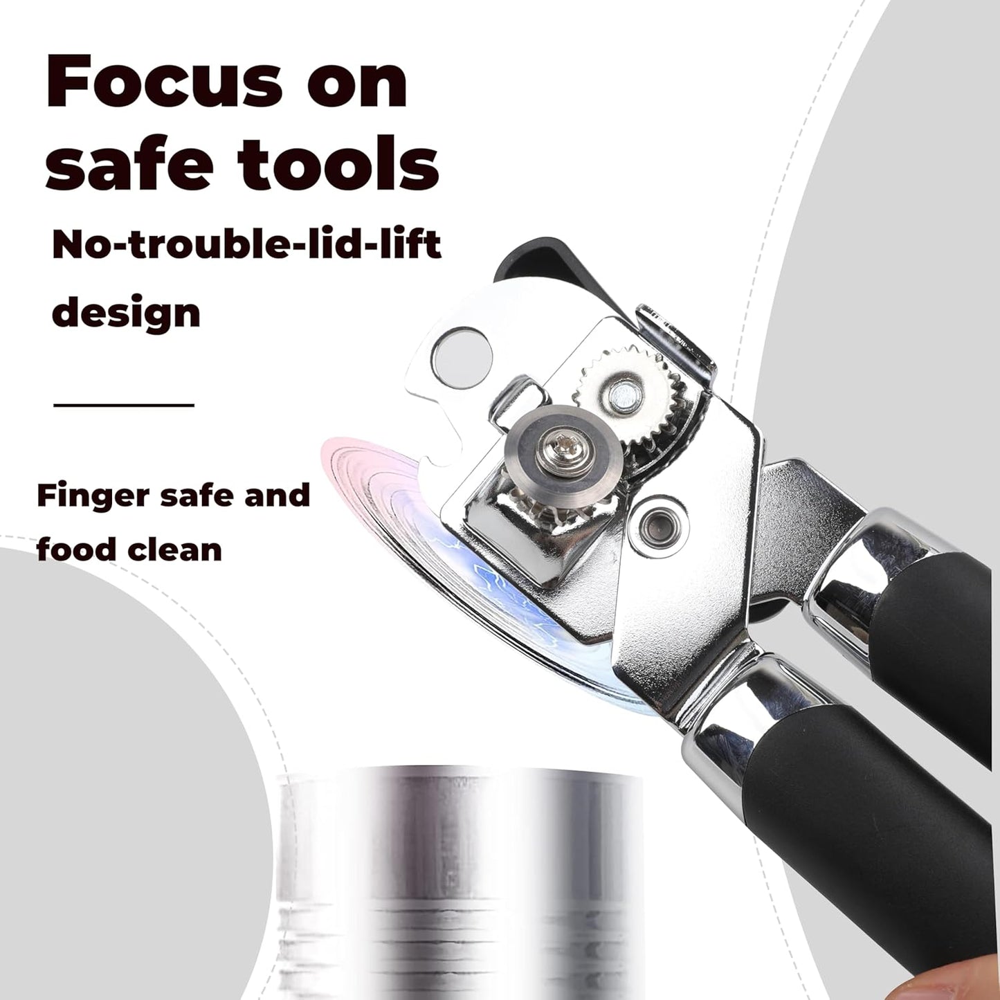 Can Opener Manual with Bottle Heavy Duty Stainless Steel Smooth Edge Manual Can Opener and Bottle Openers Sharp Cutting Wheel Multifunction Kitchen Tool Easy to Use Soft Ergonomic Handles