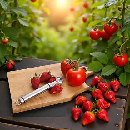 Stainless Steel Strawberry Huller and Tomato Stem Corer Tool Multi-Function Stainless Corer and Pitter Remover for Strawberry,Tomato,Vegetable and Fruit Corer Practical Kitchen Tool