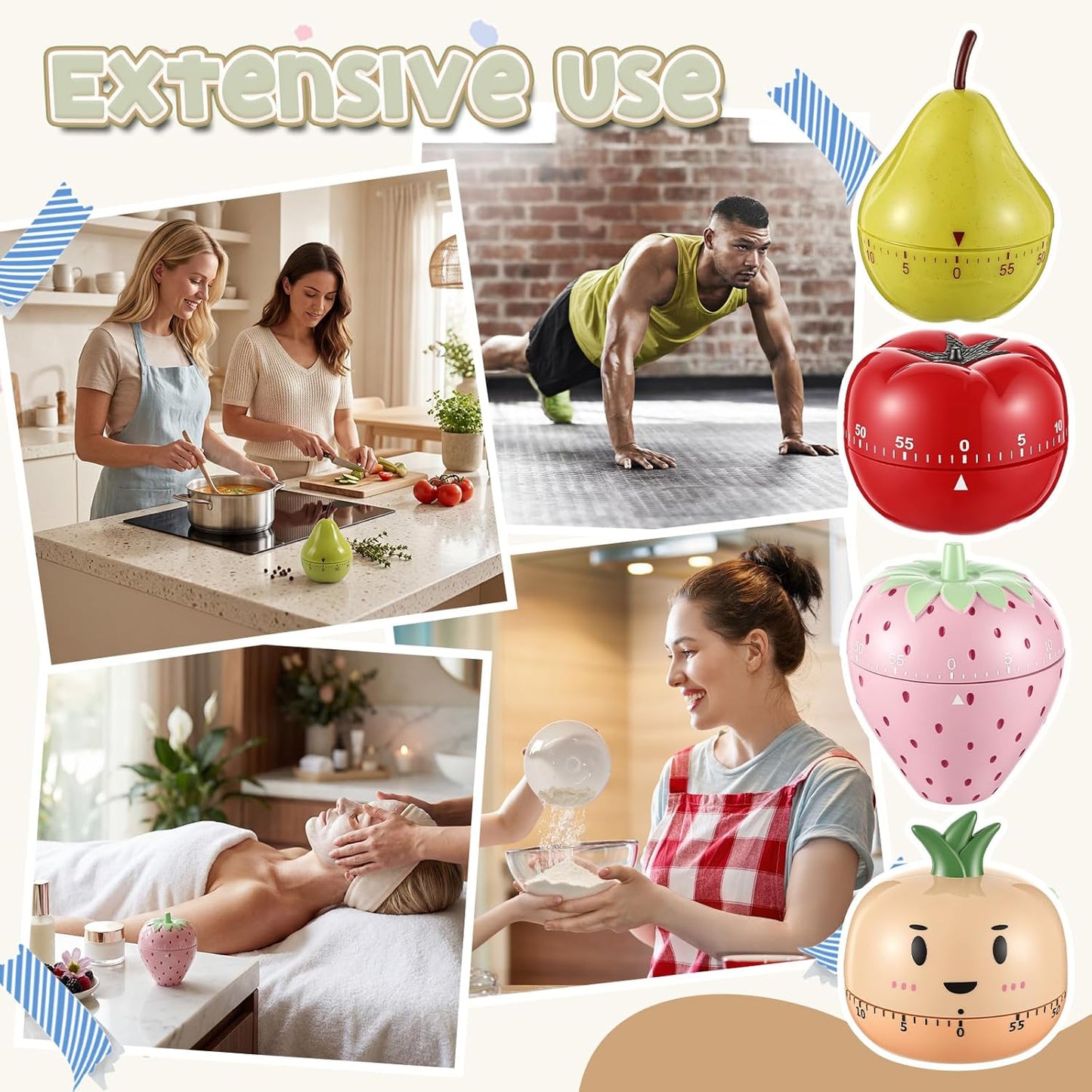 Amylove 4 Pieces Cute Kitchen Timer Animal Mechanical Manual Fox Raccoon Bear Wolf 60 Minutes Loud Alarm Egg Windup Timer for Adults Christmas Home Cooking Baking Fitness Beauty
