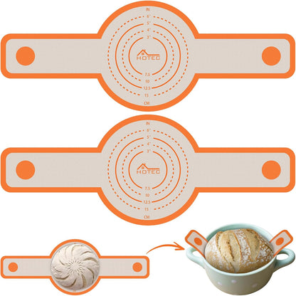 HOTEC Silicone Bread Sling for Dutch Oven - 2 Pack Non-Stick Baking Mat with Long Handle Easy to Transfer Sourdough Bread, Reusable Heat Resistant to 500°F/260°C Dutch Oven Liners Baking Supplies