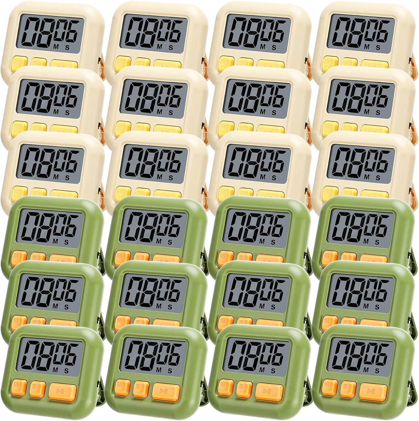 Weewooday 24 Pcs Digital Kitchen Timer Magnetic Timer Bulk On/Off Switch Minute Second Count up Countdown Loud Alarm for Exercise Cook Baking (Black,White)
