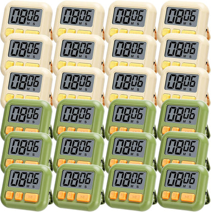 Weewooday 24 Pcs Digital Kitchen Timer Magnetic Timer Bulk On/Off Switch Minute Second Count up Countdown Loud Alarm for Exercise Cook Baking (Black,White)
