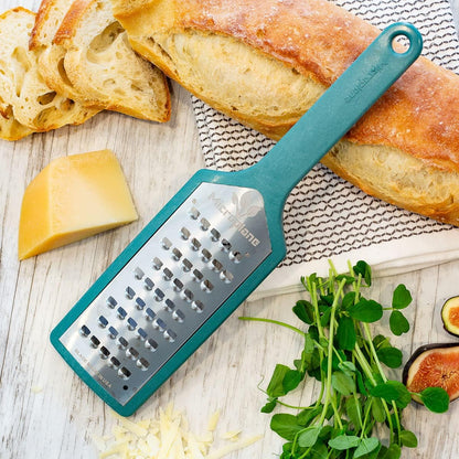 Microplane EcoGrate Series - Fine Cheese Grater with Peacock Blue Frame | USA-Made Blade