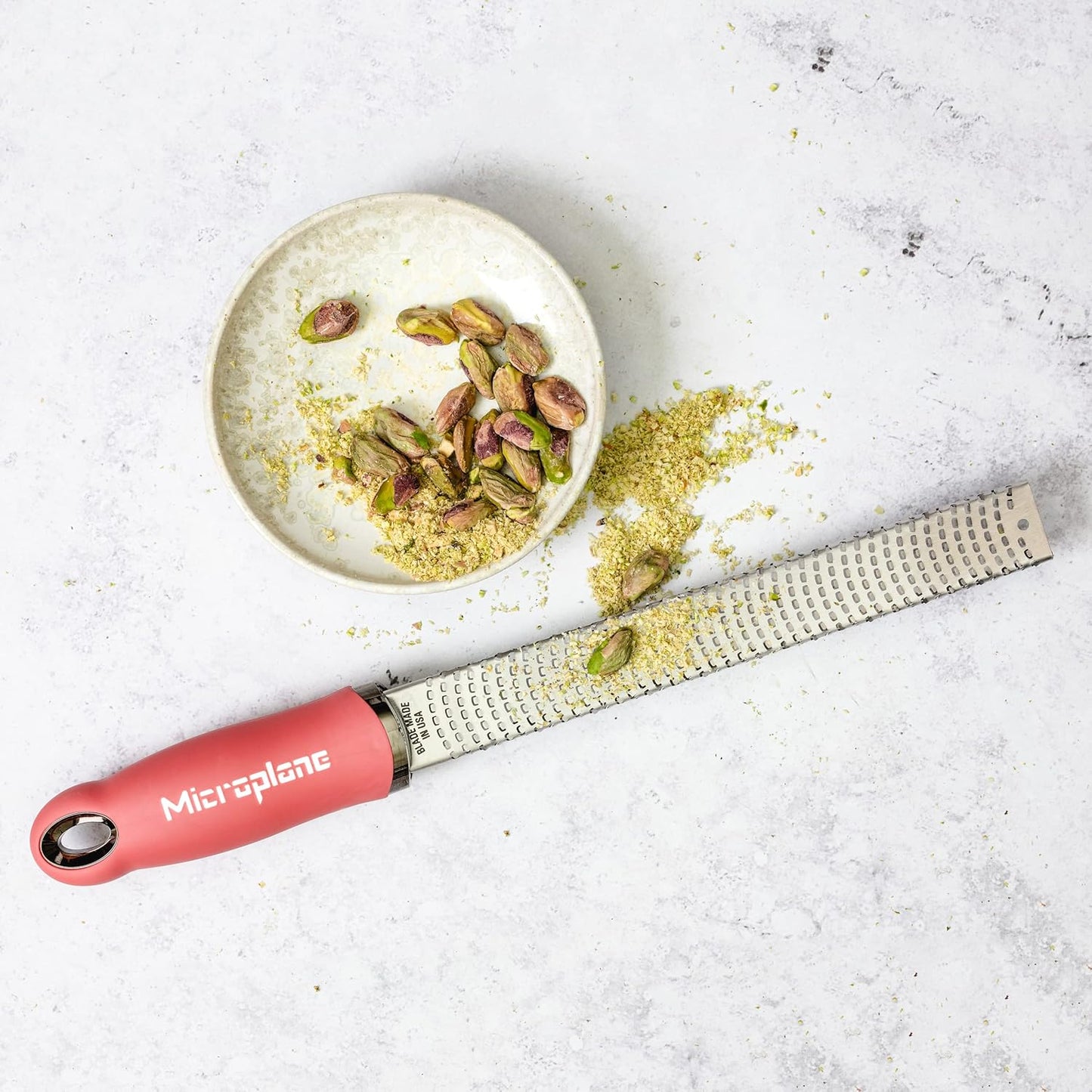 Premium Classic Series Zester - Pomegranate Red | Lemon Zester tool, Hard Cheese & Vegetable Grater | For Citrus, Parmesan Cheese, Garlic, Ginger, Nutmeg | Fine Stainless Steel Blade, Made in USA