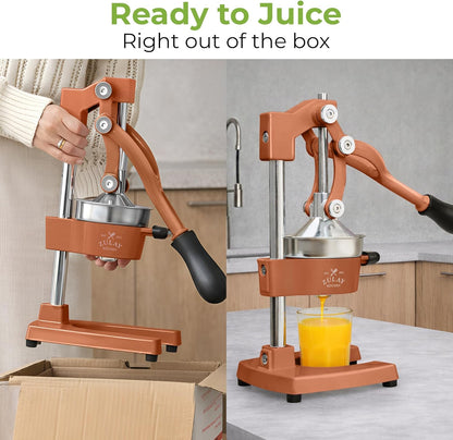 Zulay Kitchen Cast Iron Juicer - Heavy Duty Manual Juicer with Detachable Strainers for Easy Cleaning, Orange Juice Press for Citrus Fruits, Perfect for Bartenders, Juice Lovers & Health Enthusiasts