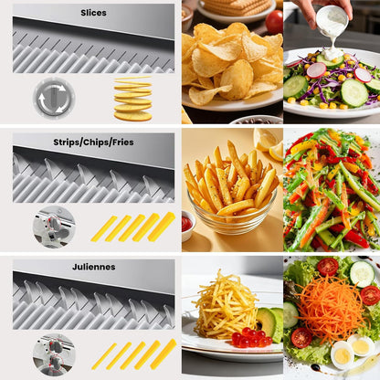 Slicer Vegetable Cutter, Mandoline Slicer for Potato Chips, Fries, Vegetables, and Fruits. Multiple Thickness Options Available. Quick Vegetable Salad Chopper