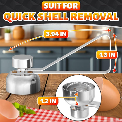 Egg Cracker Tool for Raw Eggs — Egg Shell Opener for Soft-Boiled Shell Tops, Stainless Steel Topper with Ergonomic Adjustable Effort — Clean Cut Design for Breakfast Prep, Custards, & Baking (Silver)