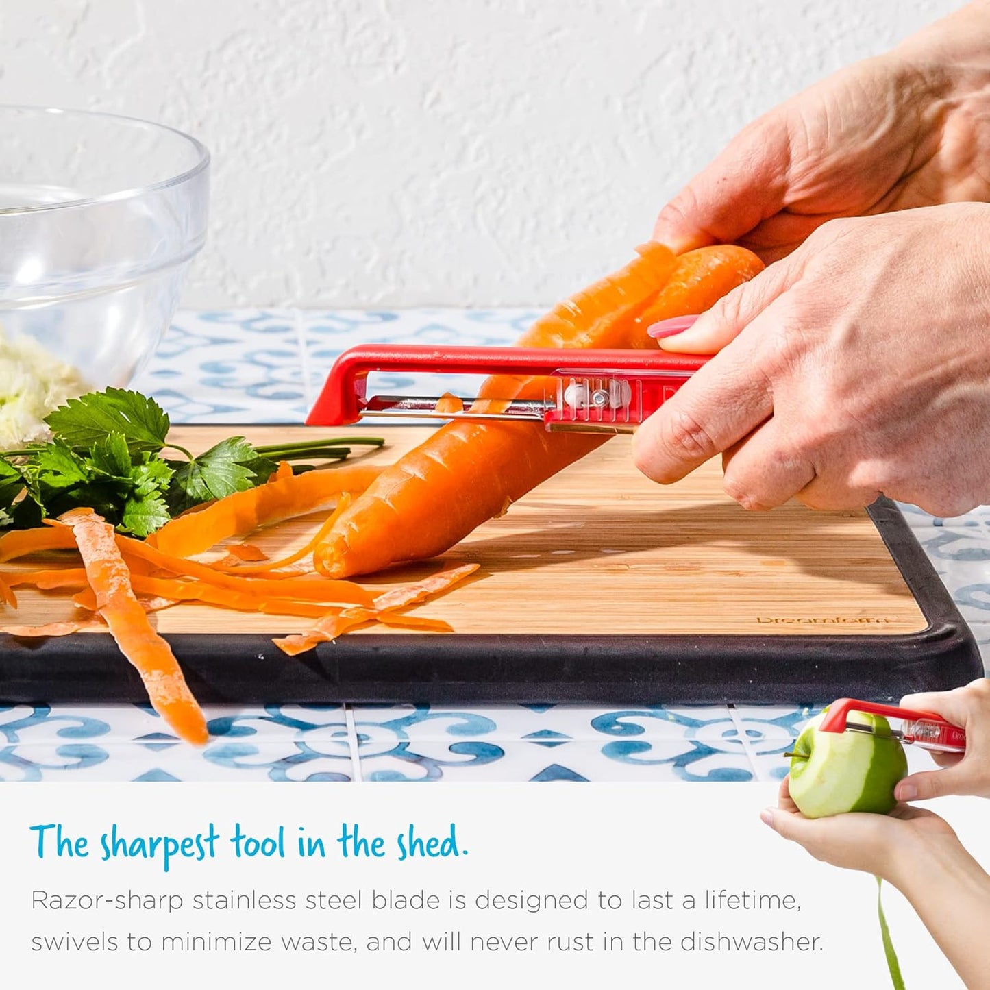 Dreamfarm Sharple Self-Sharpening Vegetable & Food Vertical Speed-Peeler - Red