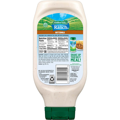 Hidden Valley Buttermilk Ranch Condiment and Dressing, Easy Squeeze Bottle, 24 Fl Oz (Package May Vary)