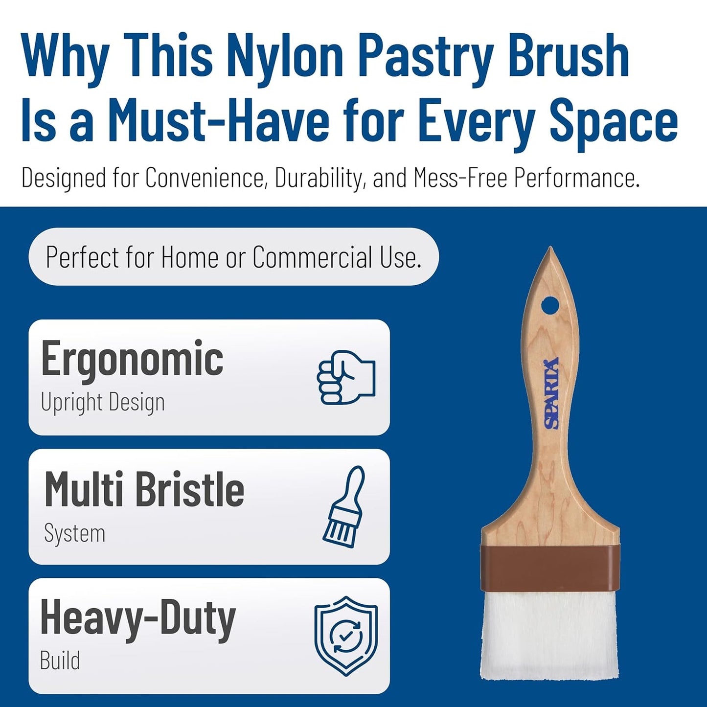 SPARTA 4039700 Nylon Wide Brush, Flat With Nylon Bristles, 2 Inches, Brown