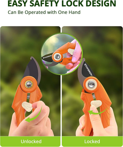 2pcs 6.5" Pruning Shears for Gardening, Ultra Sharp Garden Scissors for Precise Cuts, Stainless Steel Bonsai Clippers with Spring Loaded, 6.5 Inch Garden Shears (1pc Straight & 1pc Curved)
