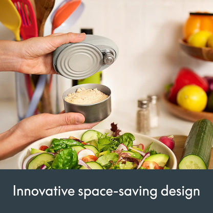 bella Electric Can Opener and Knife Sharpener, Removable Cutting Lever, Cord Storage, Stainless Steel Blade, Sage