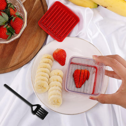 Cup Slicer Fruit, Fast Stainless Steel Vegetable Slicer Portable Strawberry Cutter with Cleaning Brush Handheld Slicing Tool Kitchen Cutting Gadget for Banana Egg Salad