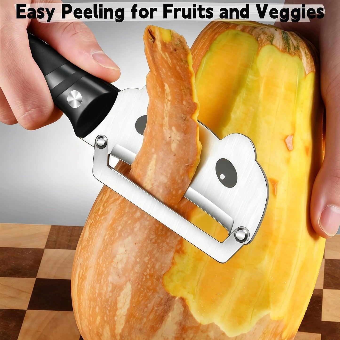 Maxjoy Multifunctional Vegetable Peeler, Zero Flex & Zero Snag, Stainless Steel with Wooden Handle, 2 in 1 Peeler with Bottle Opener for Potato Apple Carrot Fruit