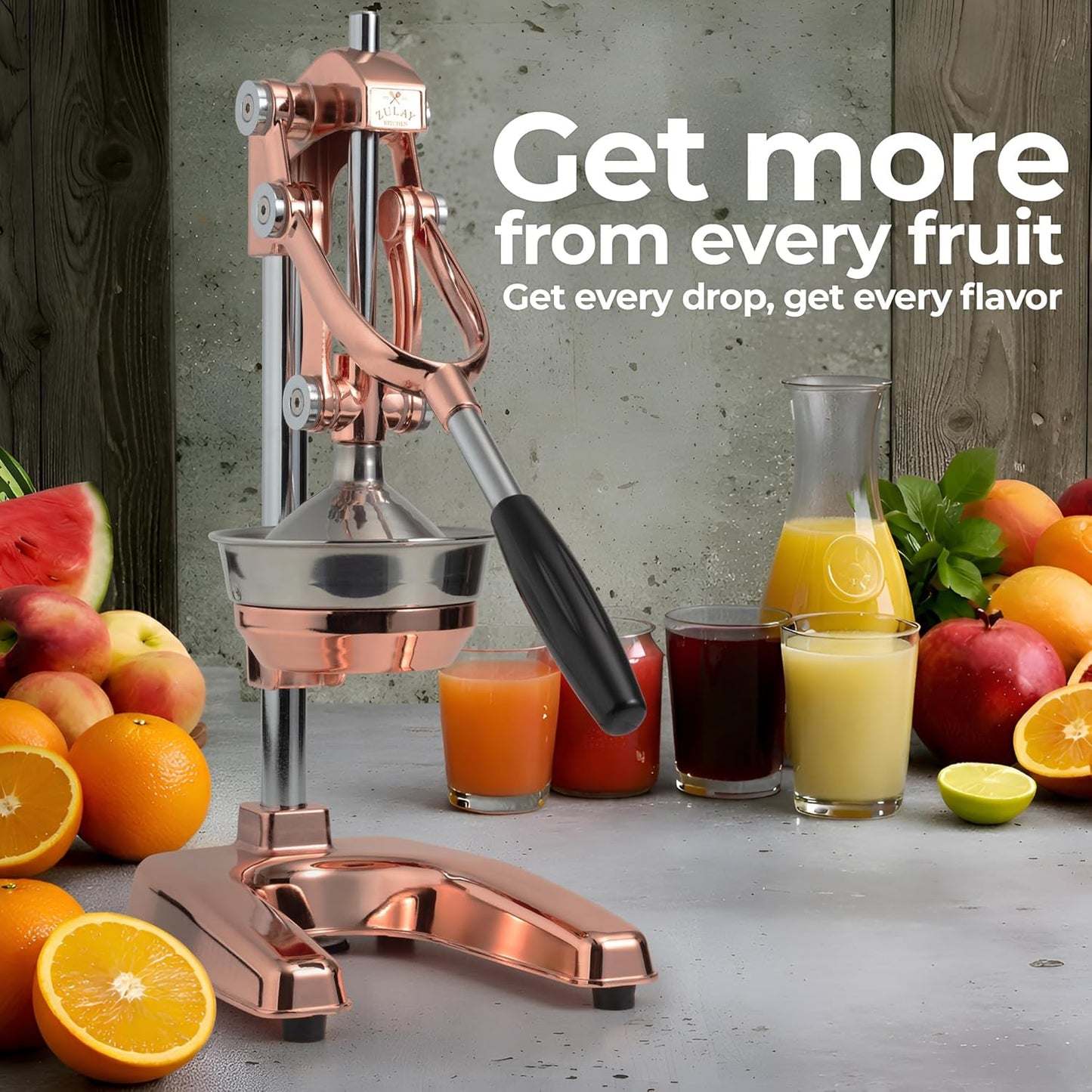 Zulay Kitchen Cast Iron Juicer - Heavy Duty Manual Juicer with Detachable Strainers for Easy Cleaning, Orange Juice Press for Citrus Fruits, Perfect for Bartenders, Juice Lovers & Health Enthusiasts