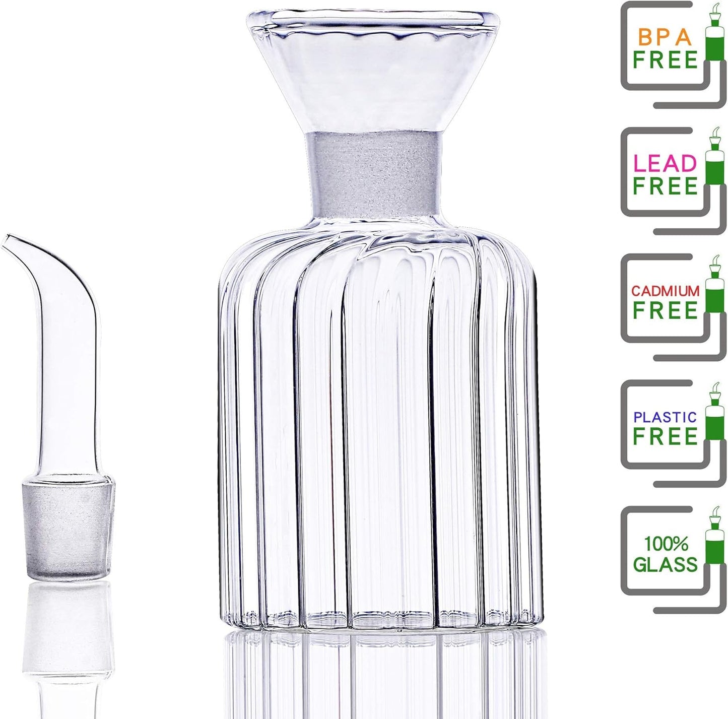 16 oz/480ml Non-Drip Olive Oil Dispenser Bottle 100% Glass Oil Carafe Decanter for Kitchen Oil & Vinegar Cruet for Cooking & BBQ