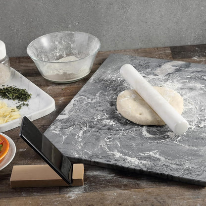 Koville African Natural Marble Rolling Pin, Non-Stick Polished Dough Roller, Pasta, Dumpling, Fondant, Pie Crust, Bread, Pizza Dough, Kitchen Baking Pastry Tools with Mat/Scraper（Namib Fantasy）