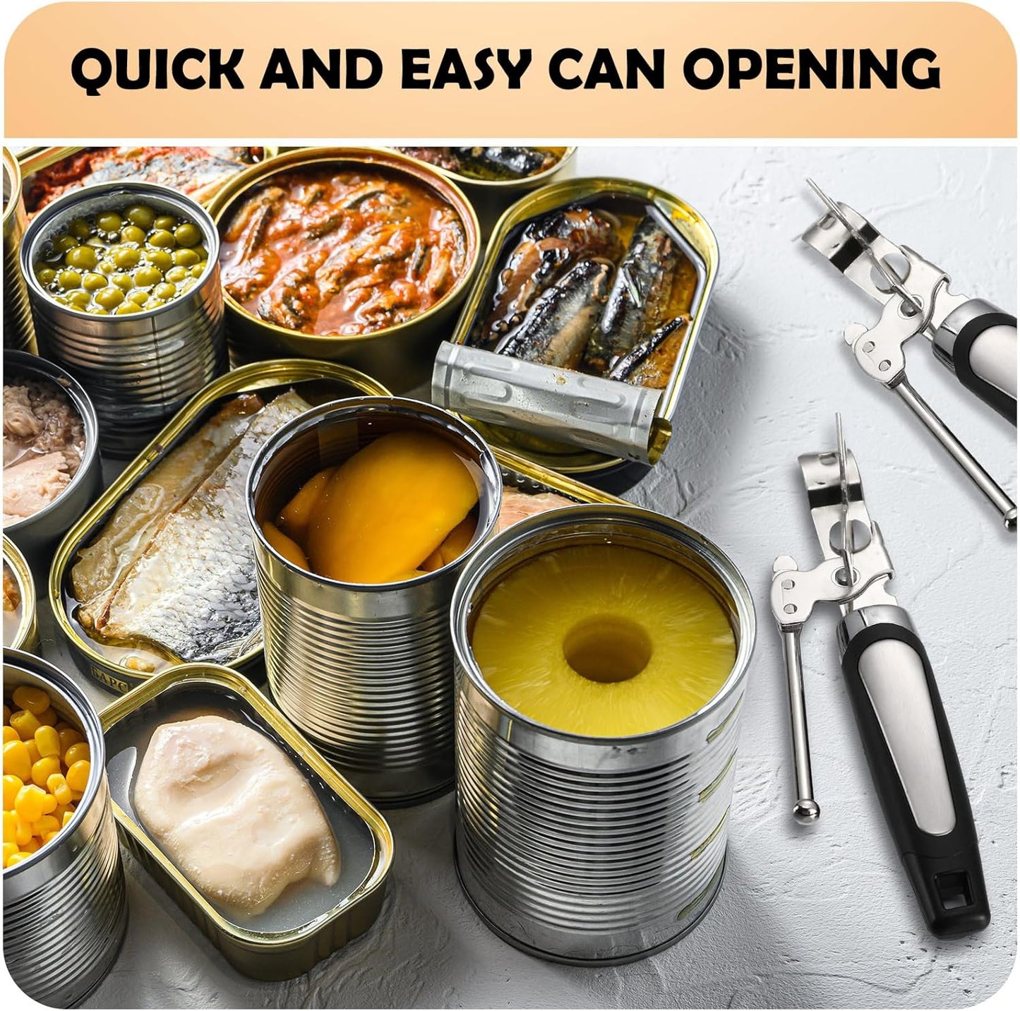 Gisafai 20 Pcs Can Opener Manual Bulk Smooth Edge with Sharp Blade and Soft Non Slip Grip Handle Heavy Duty Handheld Safety Can Opener for Kitchen Restaurant, Black and Silver