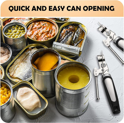 Gisafai 20 Pcs Can Opener Manual Bulk Smooth Edge with Sharp Blade and Soft Non Slip Grip Handle Heavy Duty Handheld Safety Can Opener for Kitchen Restaurant, Black and Silver
