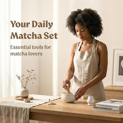 EDELHAUS Matcha Kit Whisk Set (7 Pcs) - Complete Matcha Set, Matcha Bowl with Spout, Whisk with Holder, Bamboo Scoop with Rest and Sifter, Perfect Kit for Matcha Lovers (Sakura Pink)
