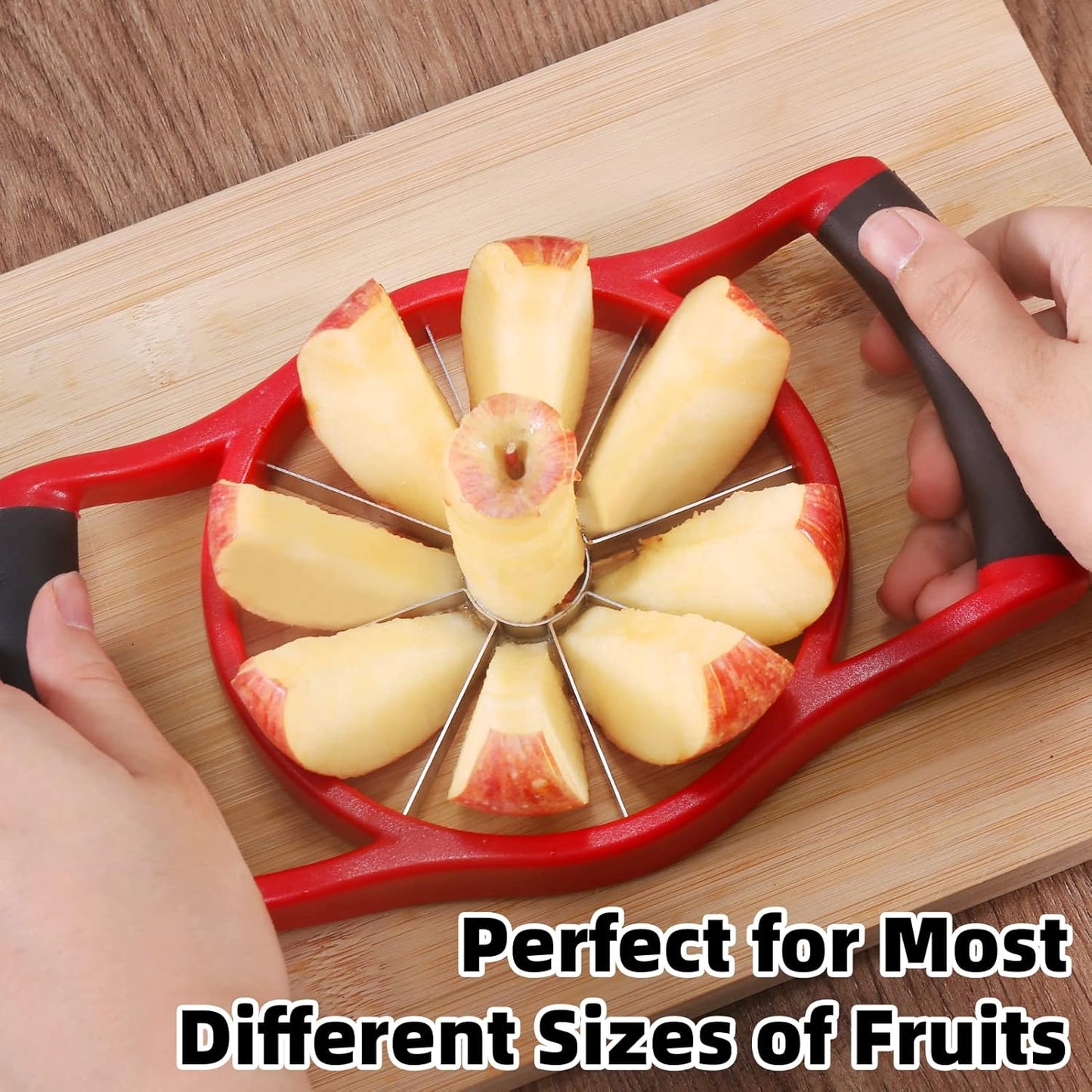 Newness Apple Cutter Slicer, 12-Slice Durable Heavy Duty Corer, Greatly Quicken Slicing Divider, Wedger, Fruits & Vegetables Slicer for Apple, Pear and More, Black