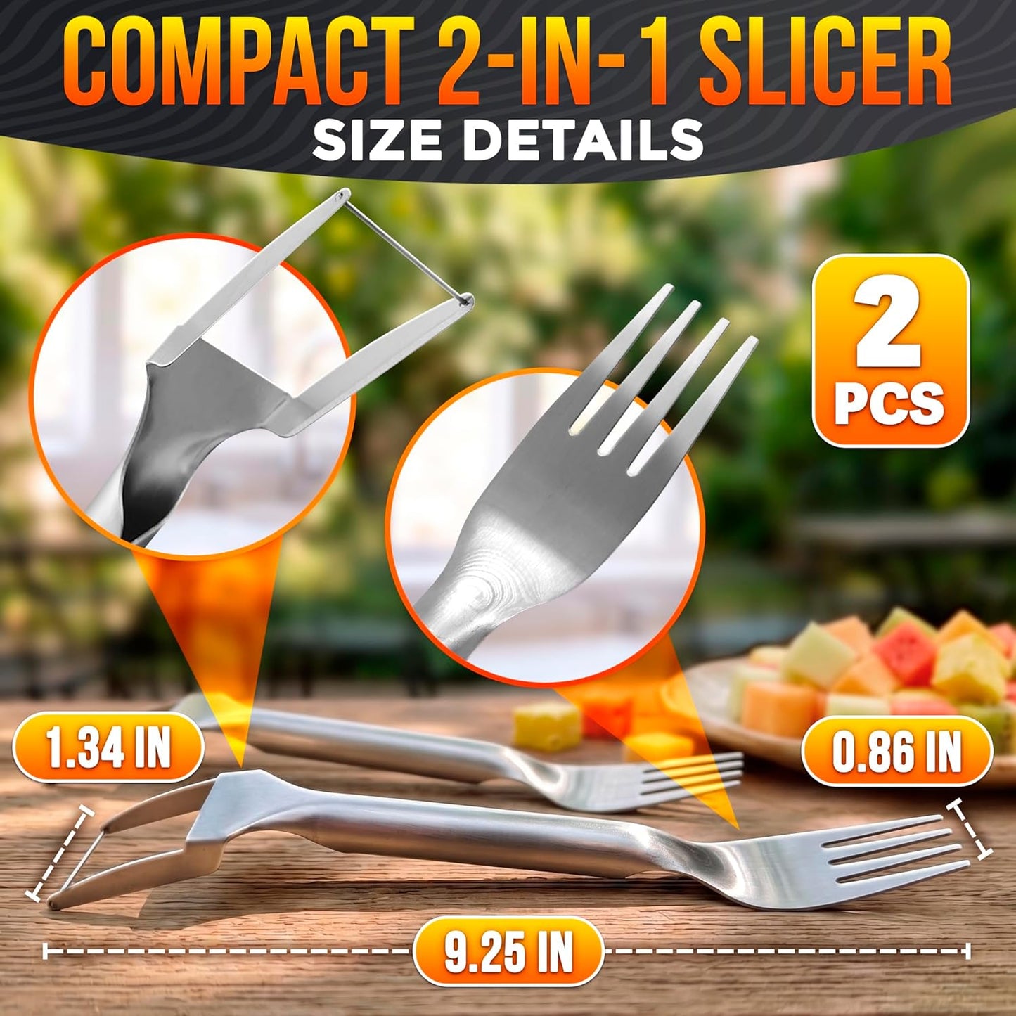 2-in-1 Watermelon Slicer Cutter Tool for 1” Cubes & Slices – Stainless Steel Watermelon Cutter Knife for Fast Fruit Cutting – Melon Slicer for Watermelon, Cantaloupe, Papaya, Honeydew, BBQ & Picnics