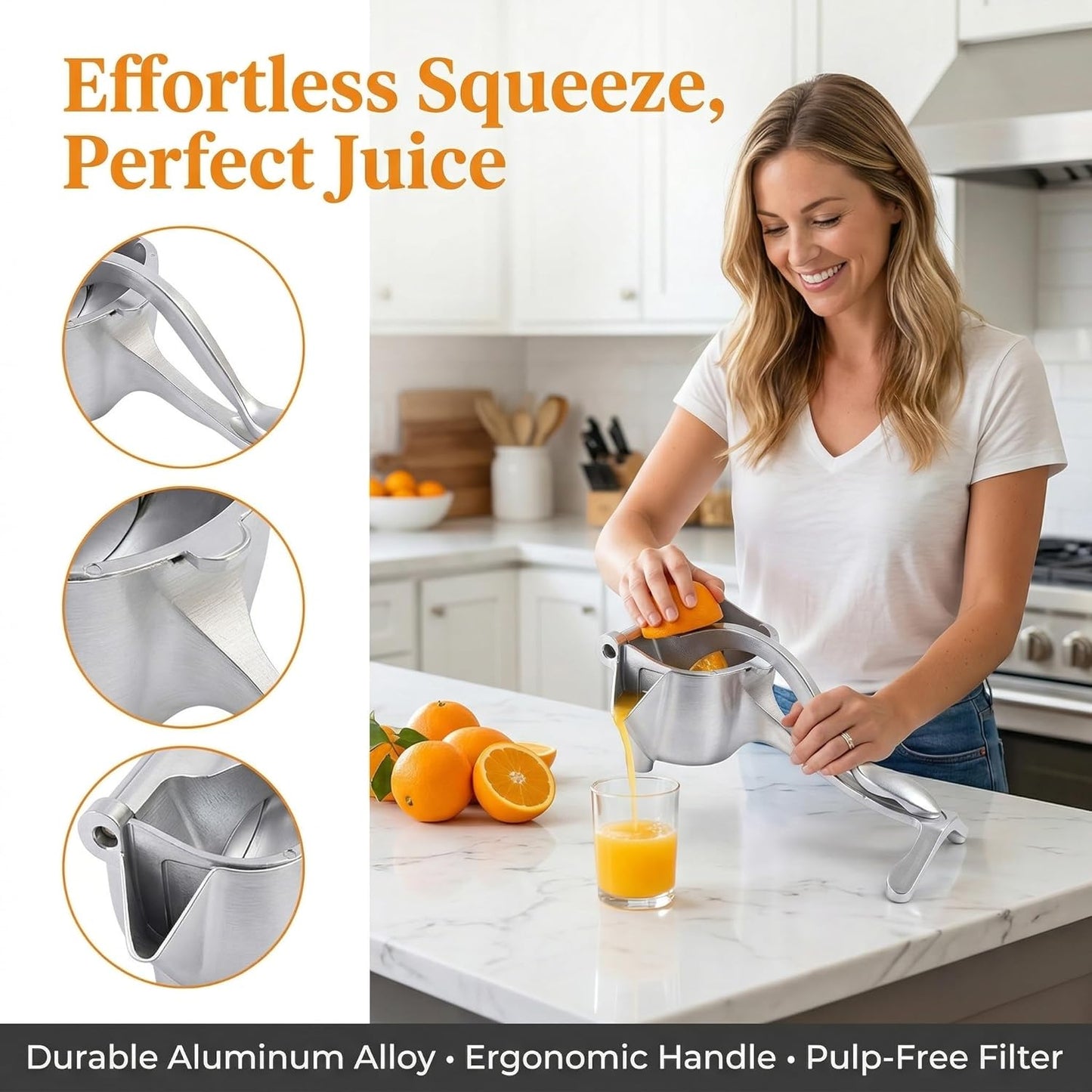 2026 New Model Manual Juicer Press, Aluminum Alloy Lemon Squeezer & Citrus Pomegranate Grapefruit Extractor, 0.6L Capacity, Ergonomic Non-Slip Grip for Easy Cleaning, Kitchen Juice Tool.