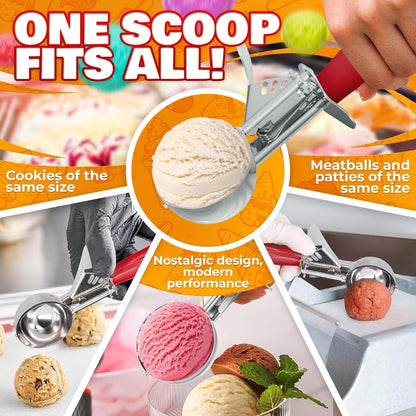 Cookie Scoop Set - Ice Cream Scoop with Trigger - Cookie Scoops for Baking Set of 3#16 (2.7 oz), #20 (2 oz), #30 (1.25 oz), Stainless Steel Versatile Tool, Portion Control for Cookies and Treats Prep