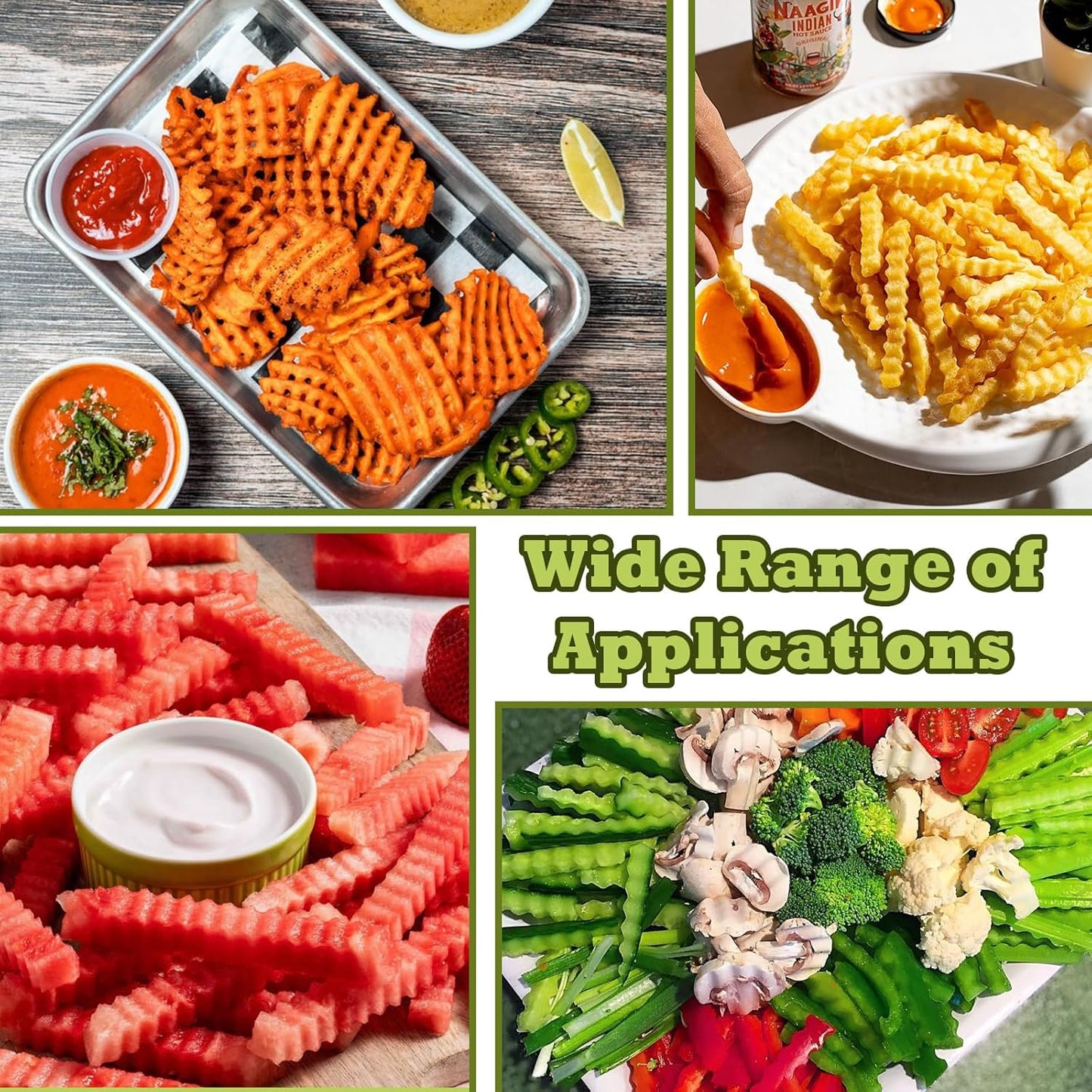 FANTEXY Large Crinkle Cutter For Veggies - Wavy Chopper, French Fry And Waffle Fry Cutter for Potatoes, Carrots, Stainless Steel Crinkle Cut Fries Tool