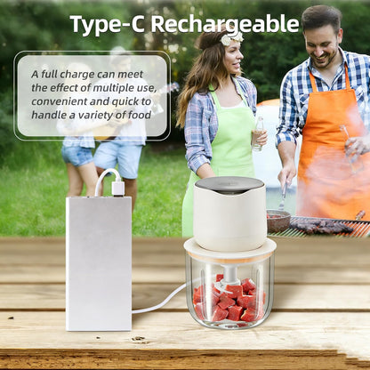 Electric Garlic Chopper, Mini Portable Veggie Chopper, 250ML Garlic Grinder Masher Onion Grinder, Blender to Vegetable, Wireless Food Processor for Ginger, Chili, Fruit, Meat, etc