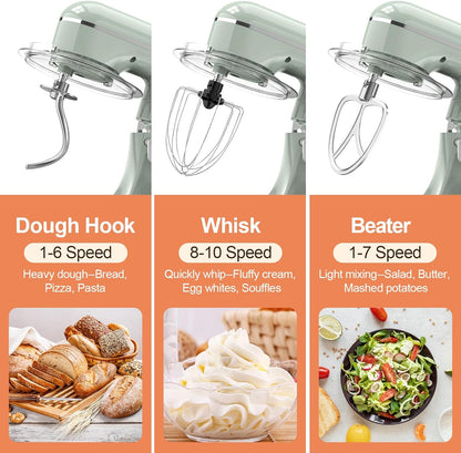 CEBORY 3-IN-1 Electric Stand Mixer, 6.5QT Bowl 660W 10-Speed Kitchen Mixer, Household Food Mixers include Dough Hook, Beater and Whisk, Bread Cake Mixer for Baking and Most Home Cooks, Pink