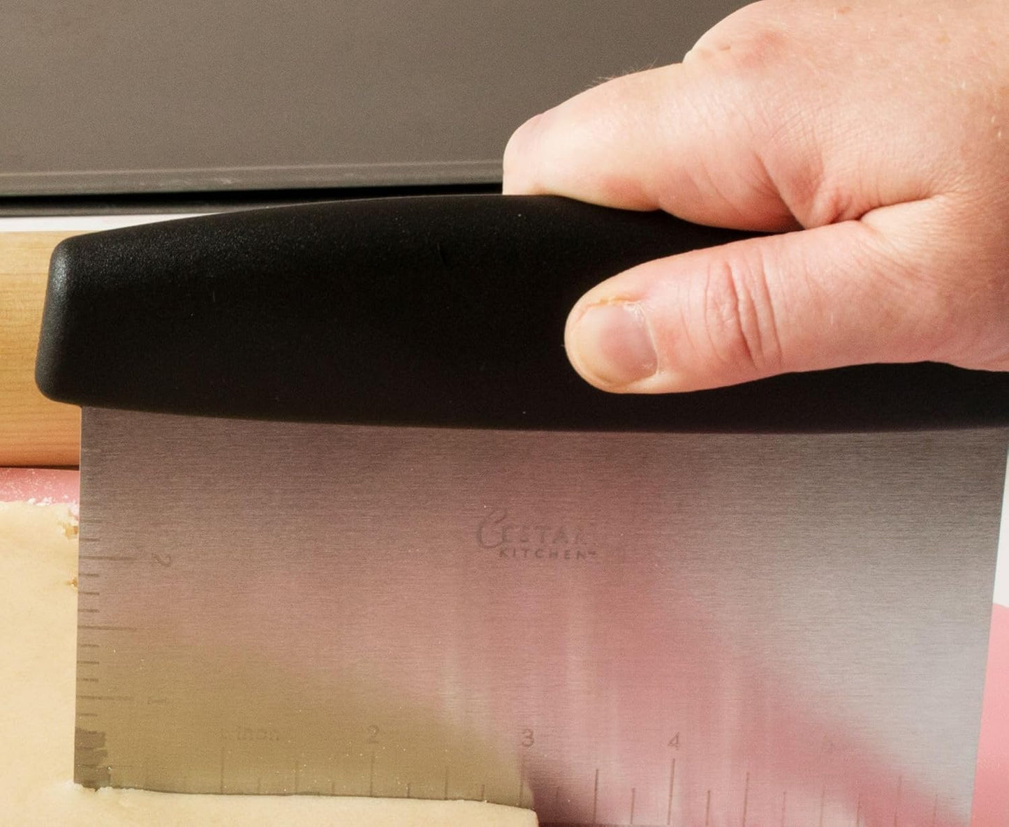 Cestari Dough Scraper Bench Knife: Professional Quality Heavy Duty Stainless Steel Bench Scraper, Chopper, Cutter - Perfect for Pastry, Nuts, Herbs, Chocolate, Pizza Dough, Soap, Bread Baking