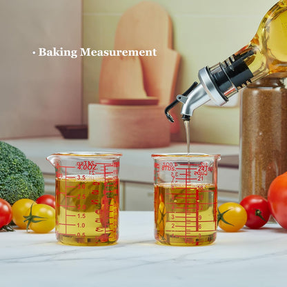 High Borosilicate Glass Measuring Cup-V-Shaped Spout，Glass Measuring Beaker for Kitchen or Restaurant, Easy to Read, 60 ML (2 Oz)-Pack of 2