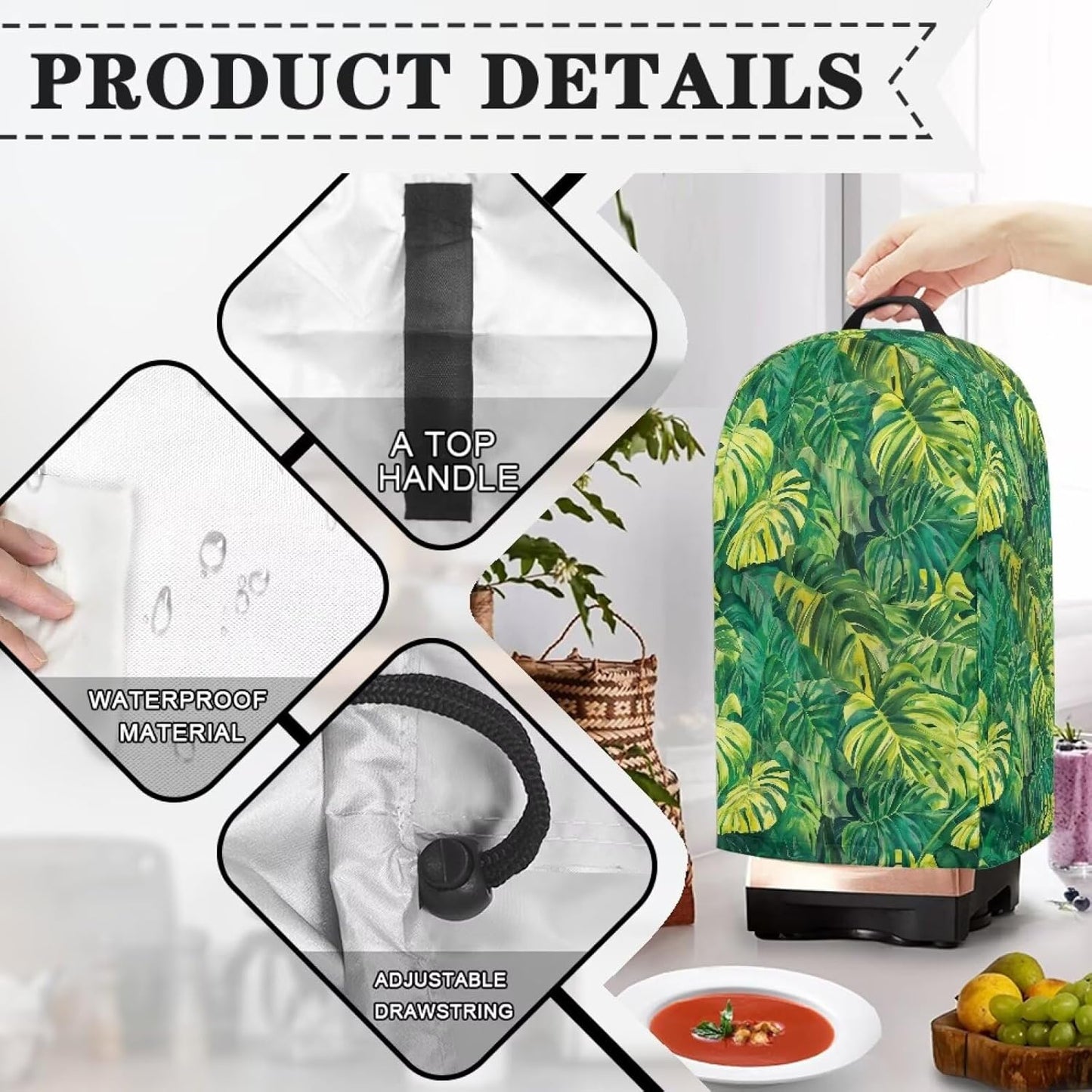 Coffee Pastry Blender Dust Cover with Drawstring Field Stand Mixer or Coffee Maker Cover Anti Fingerprint Polyester Appliance for Home Kitchen Decor
